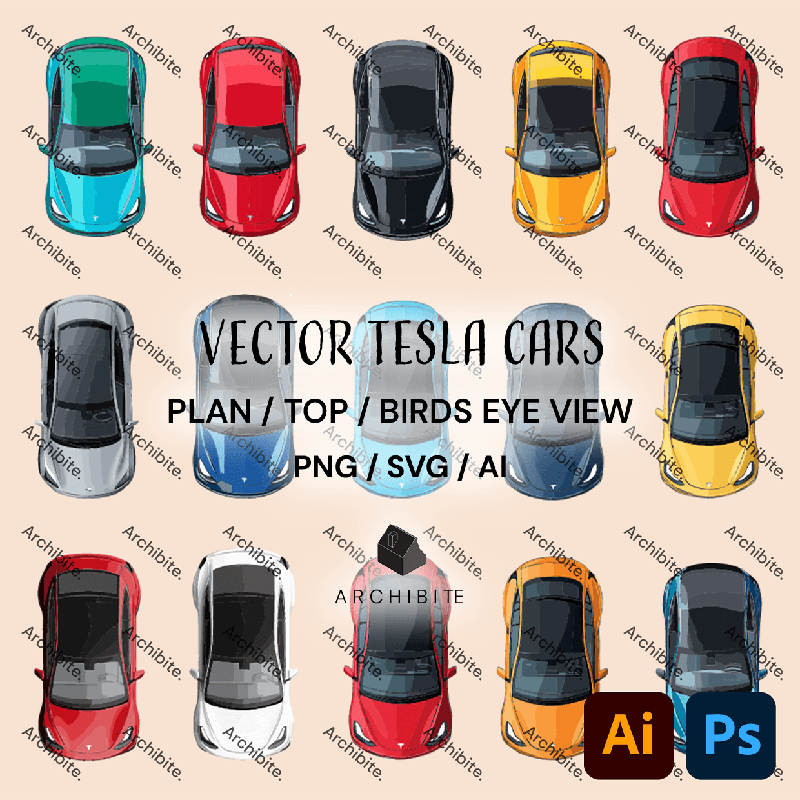 Vector Plan Tesla Cars - Main Image