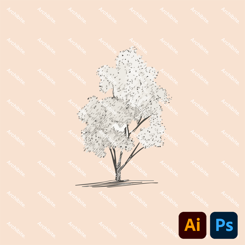 Vector Simple Hand Drawn Trees Elevation 2