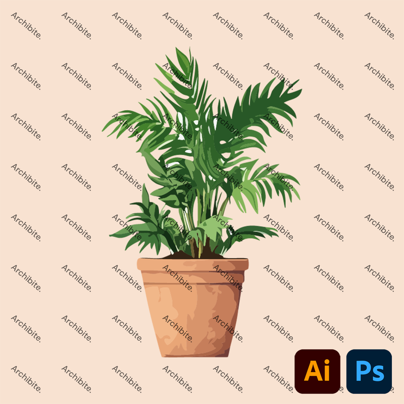 Vector House Plants Elevation