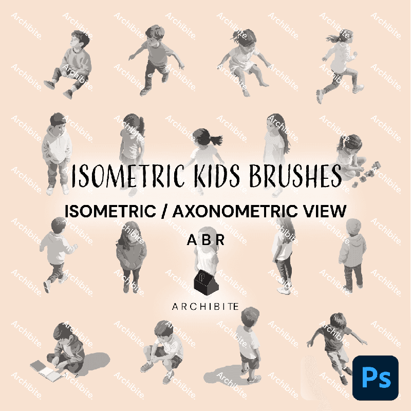 Photoshop Brushes Isometric Kids - Main Image