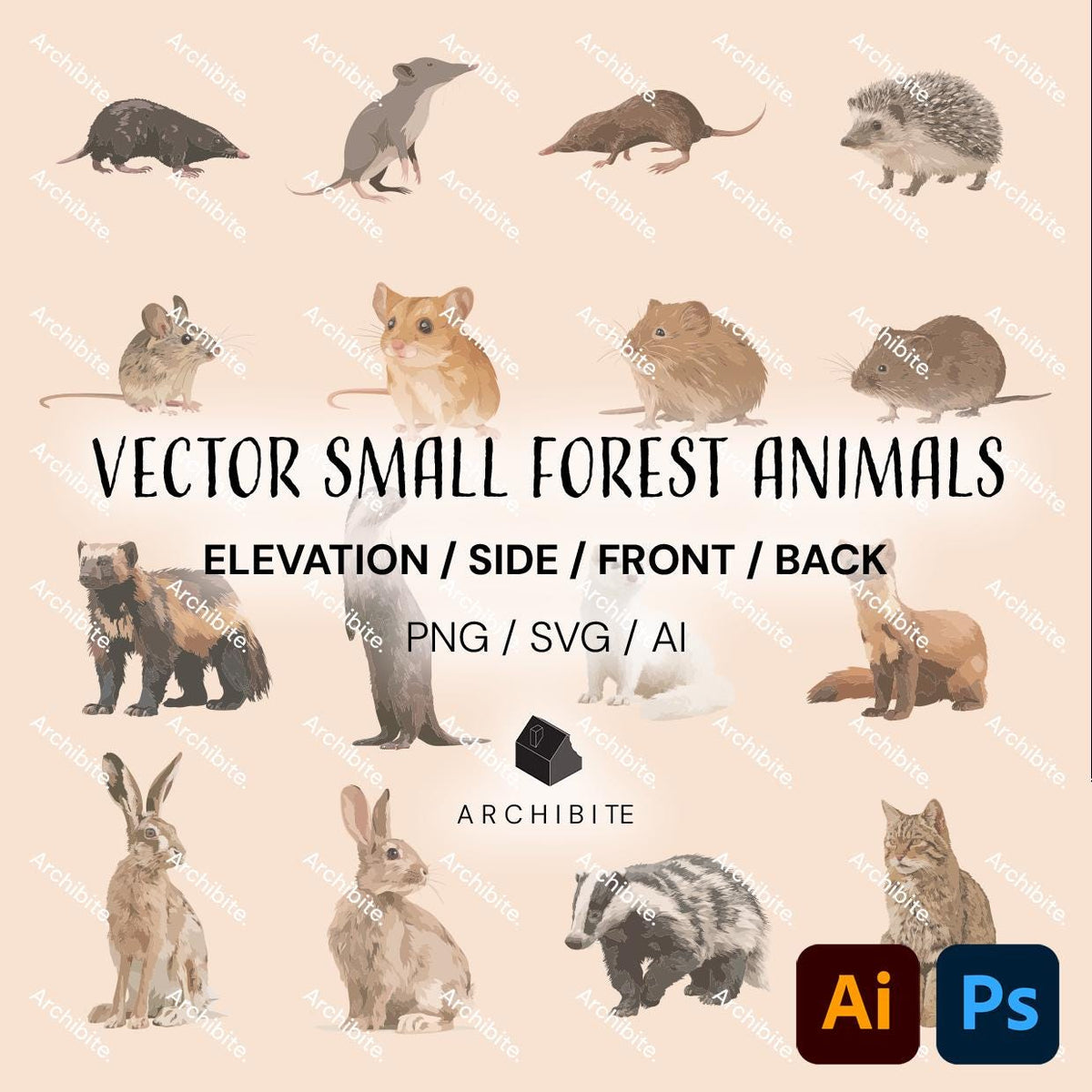 Vector Cutouts - Small Forest Animals Elevation