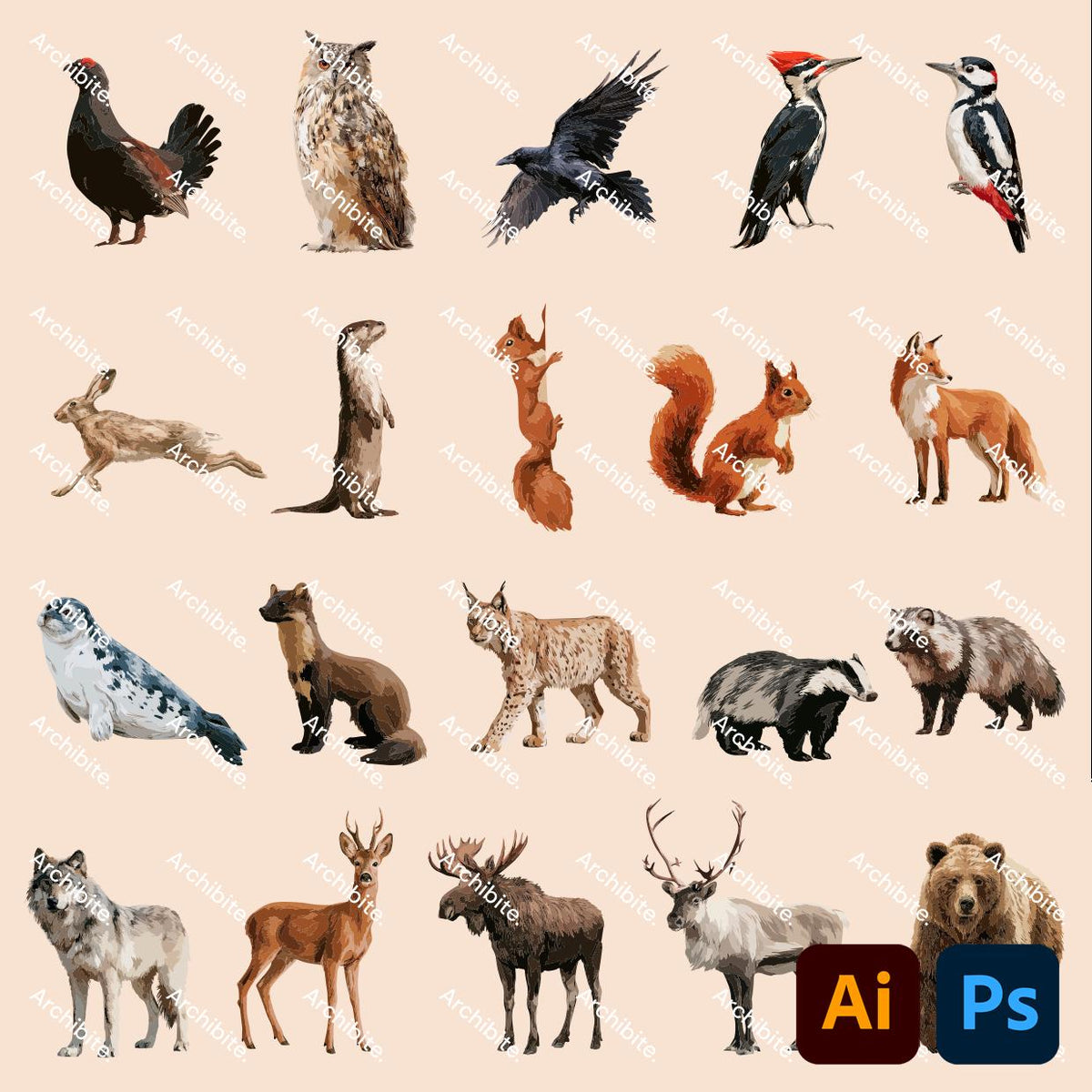Vector Cutouts - Nordic Forest Animals Elevation