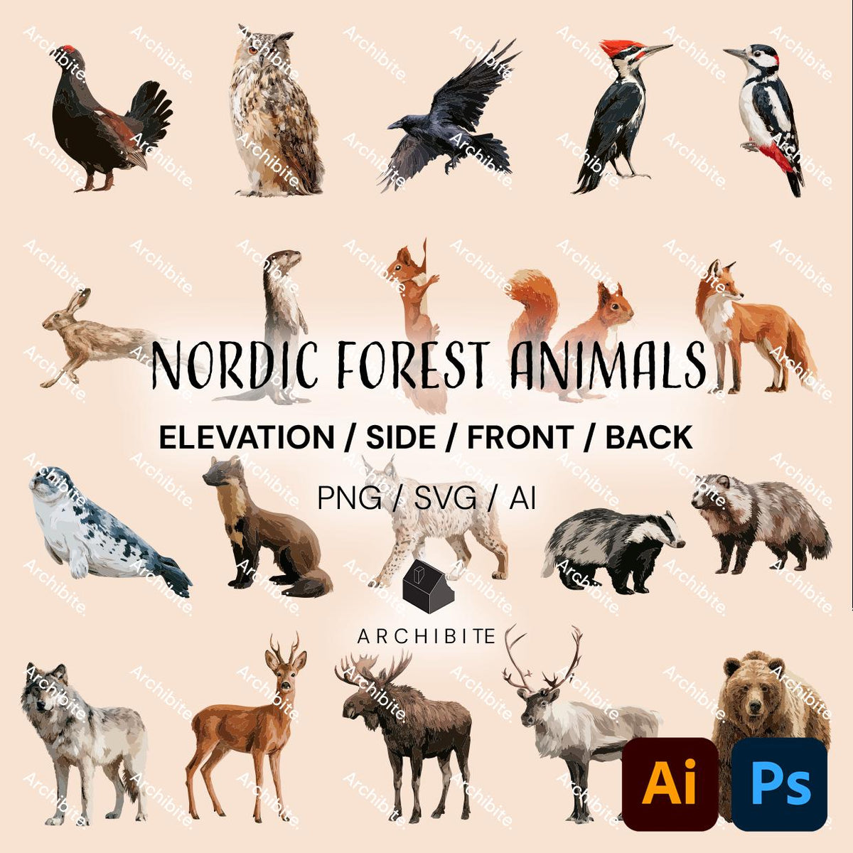 Vector Cutouts - Nordic Forest Animals Elevation