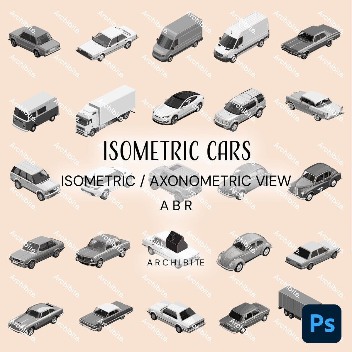 Photoshop Brushes - Isometric Cars
