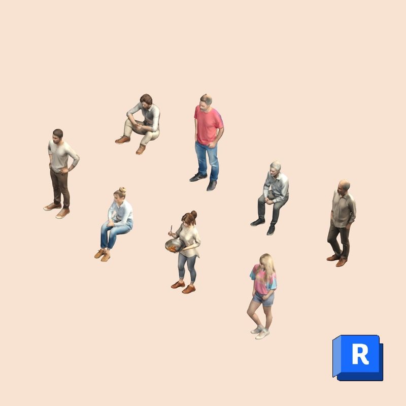 Revit Entourage Casual People Textured - Main Image