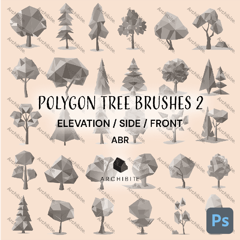 Photoshop Brushes Polygon Trees Elevation 2 - Main Image