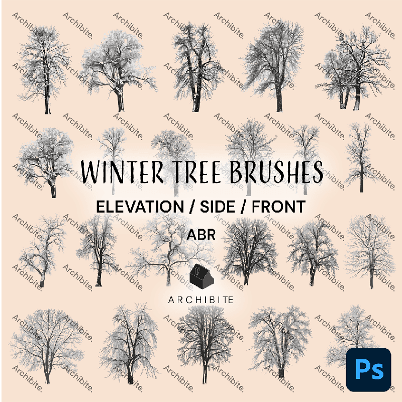 Photoshop Brushes Winter Trees Elevation - Main Image
