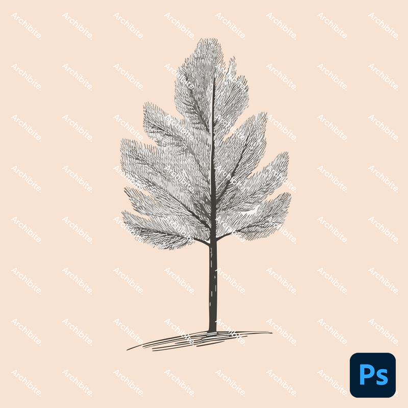 Photoshop Brushes Hand Drawn Simple Trees Elevation 2