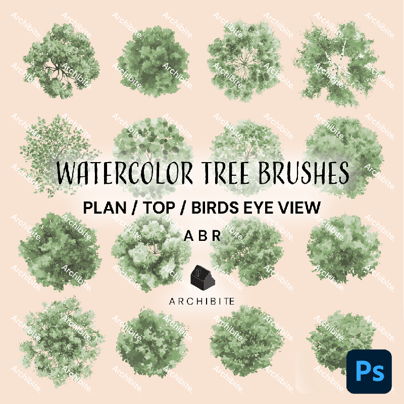 Photoshop Brushes Watercolor Trees Plan - Main Image