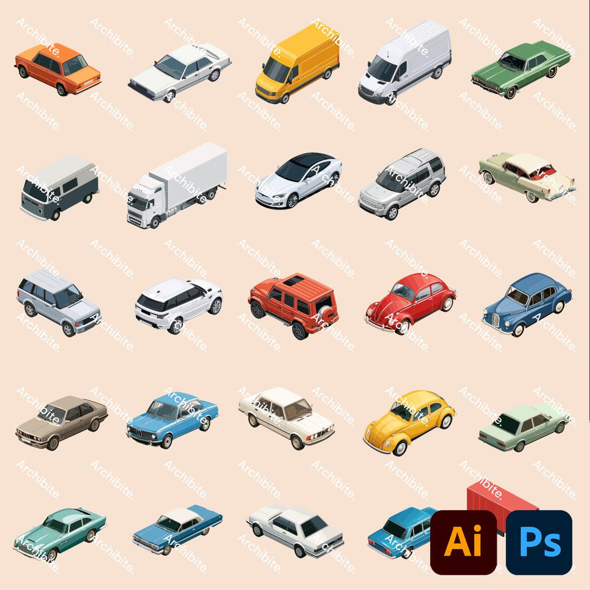Vector Cutouts - Isometric Cars
