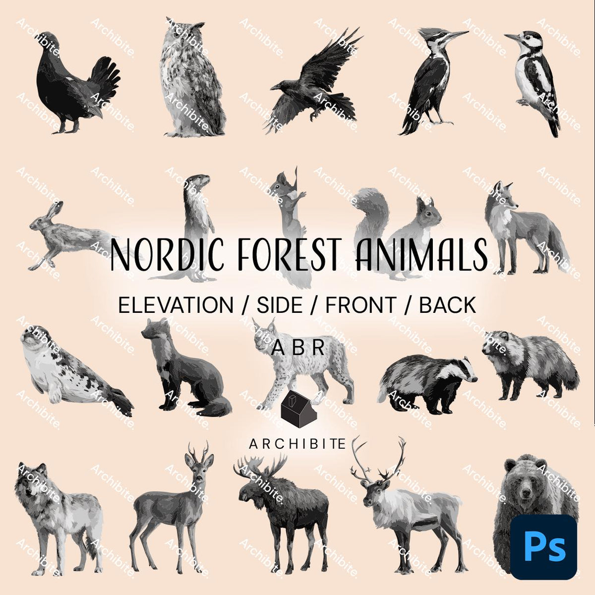 Photoshop Brushes - Nordic Forest Animals Elevation
