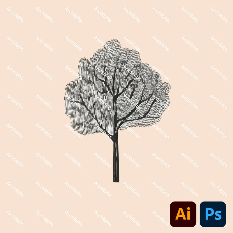 Vector Simple Hand Drawn Trees Elevation