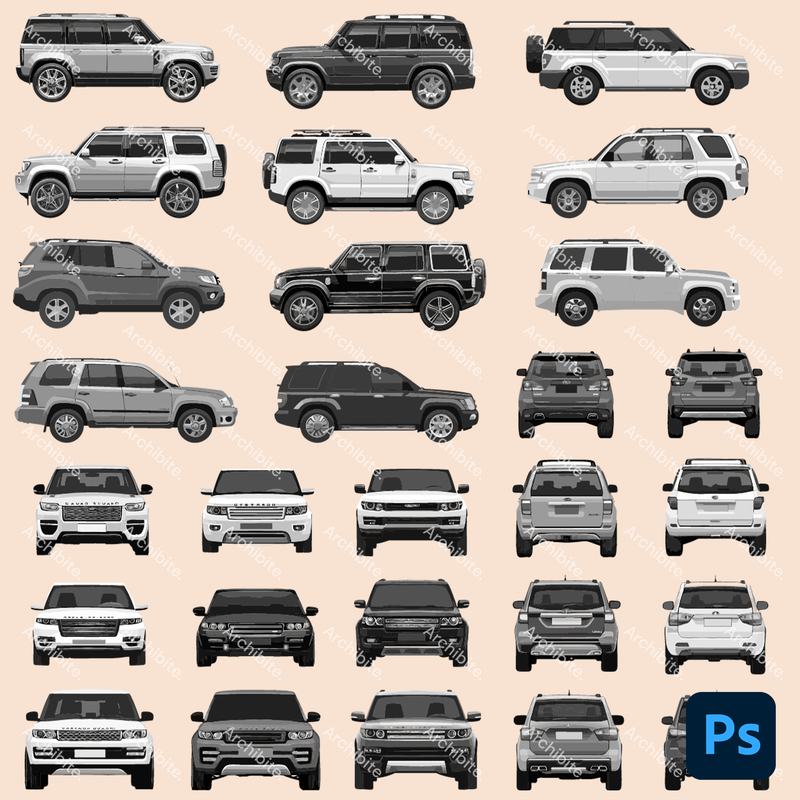 Photoshop Brushes SUV Cars Elevation