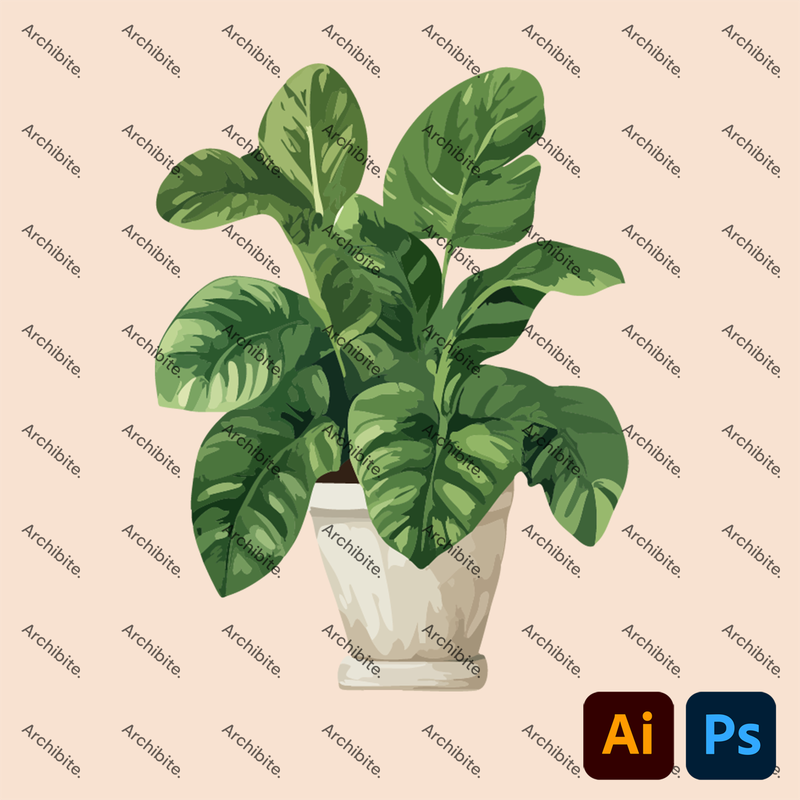 Vector House Plants Elevation
