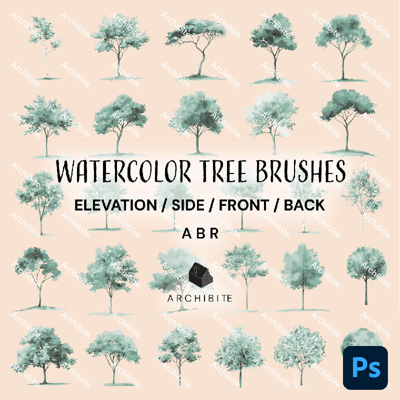 Photoshop Brushes Watercolor Trees Elevation