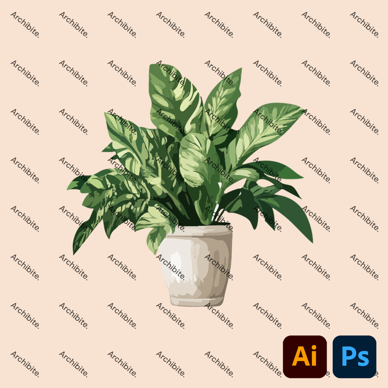 Vector House Plants Elevation