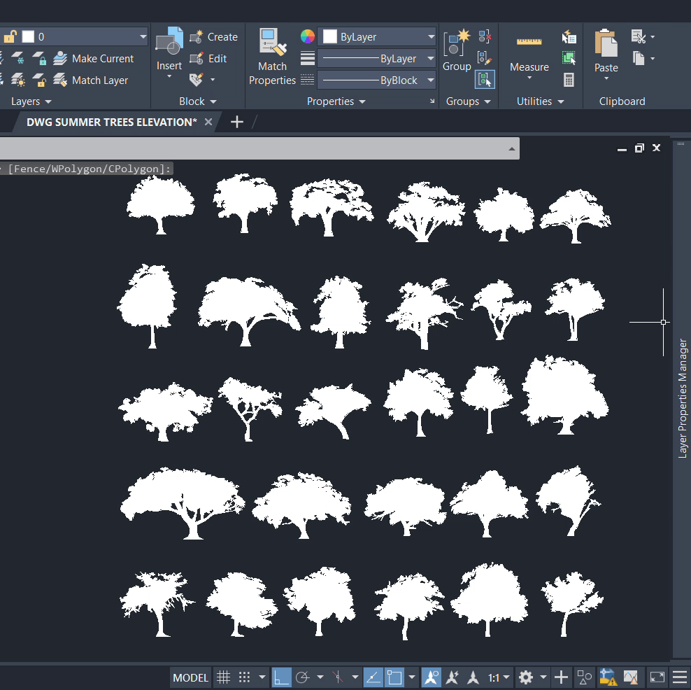 DWG Summer Trees Elevation
