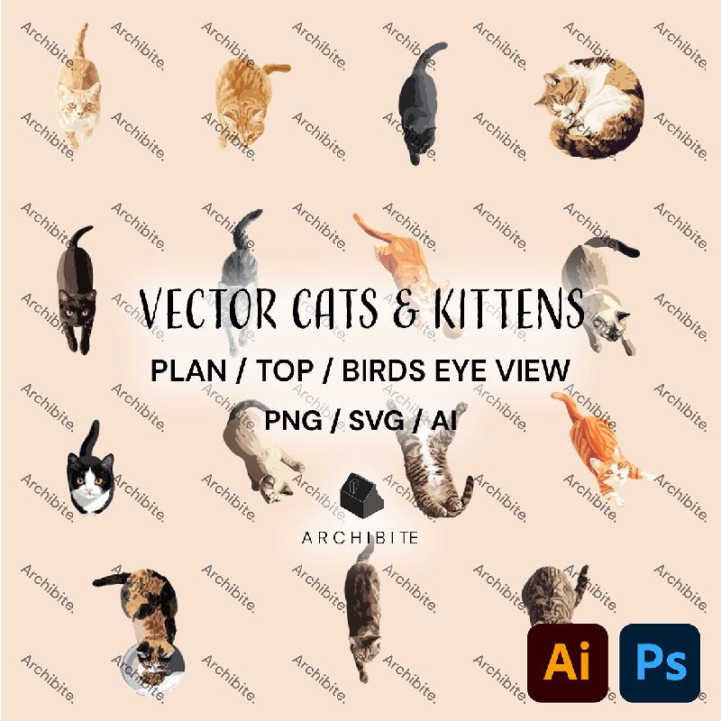 Vector Floor Plan Cats
