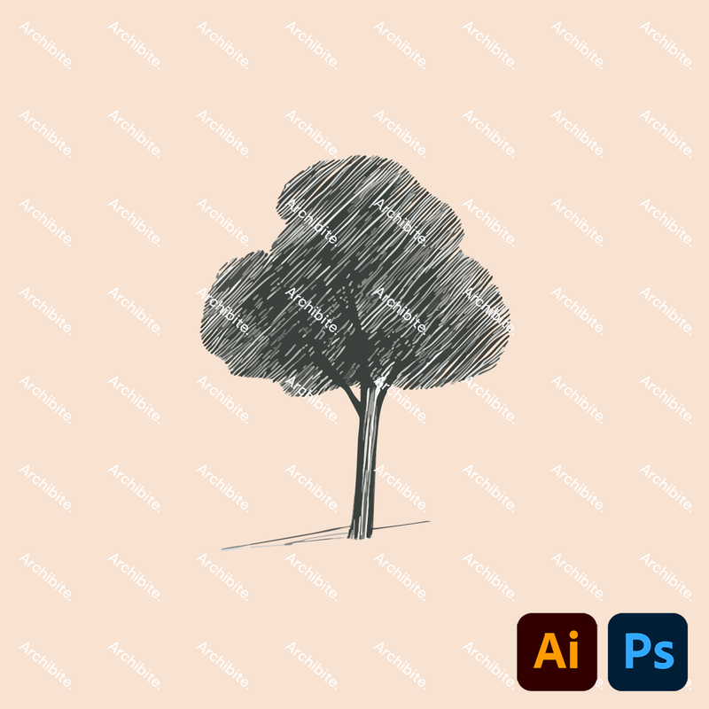 Vector Simple Hand Drawn Trees Elevation