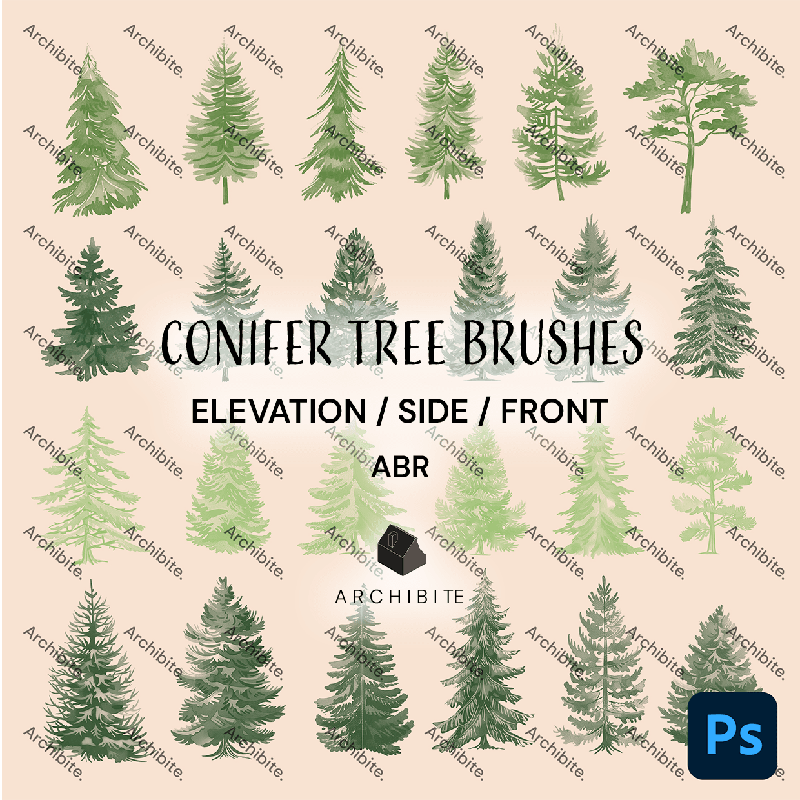 Photoshop Brushes Conifer Trees Elevation