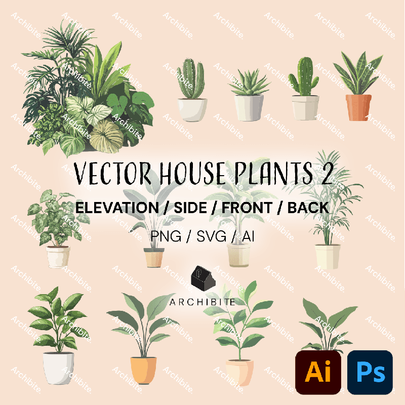 Vector House Plants Elevation 2