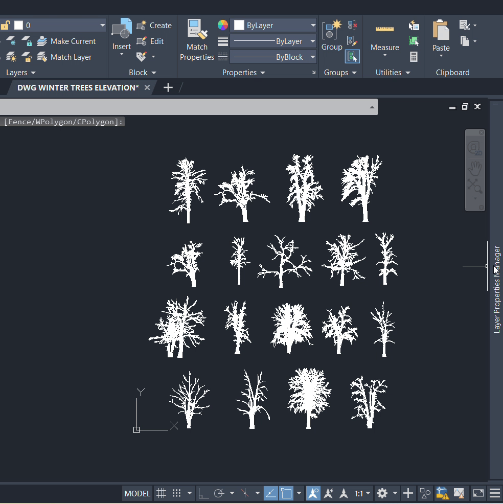 DWG Winter Trees Elevation