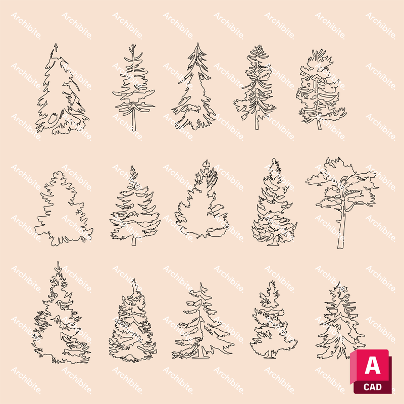 DWG Conifer Trees Elevation