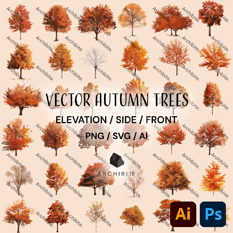 Vector Autumn Trees Elevation