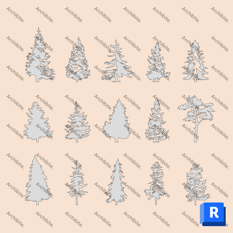 Detail Item Conifer Trees Elevation