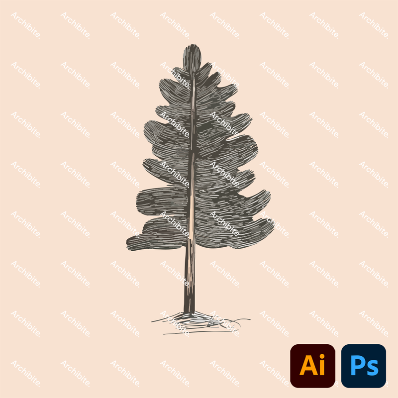 Vector Simple Hand Drawn Trees Elevation 2