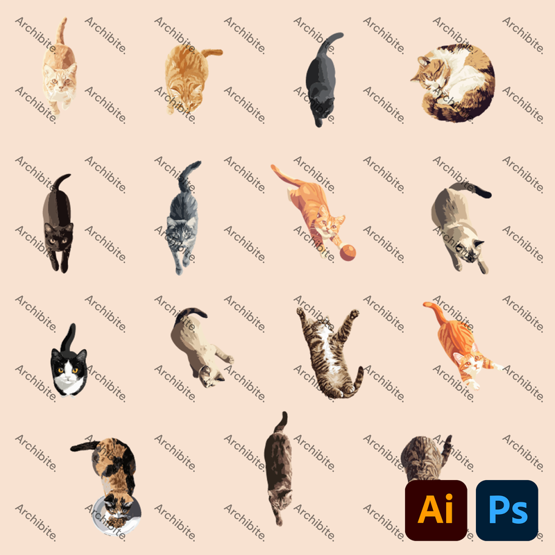 Vector Floor Plan Cats