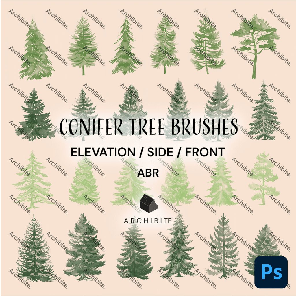 Photoshop Brushes Conifer Trees Elevation