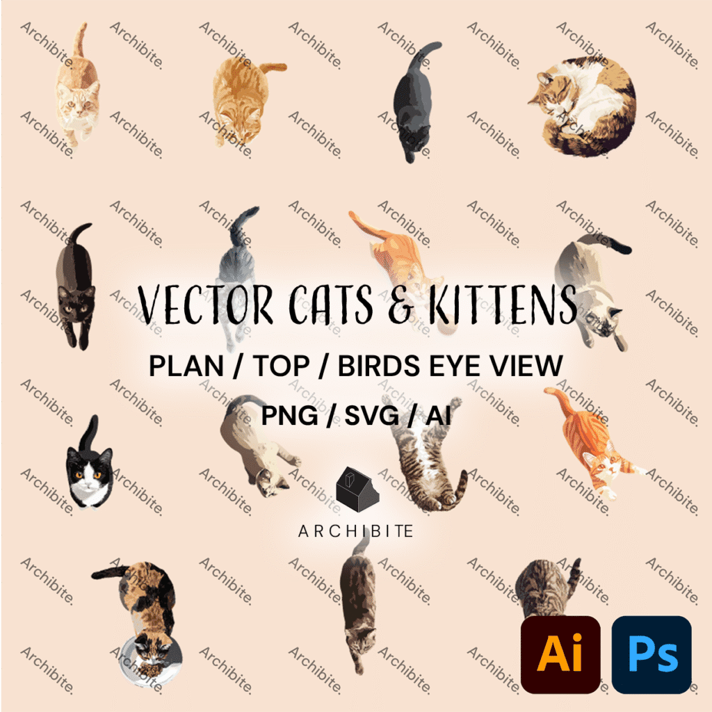 Vector Floor Plan Cats