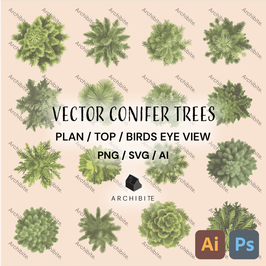 Vector Conifer Trees Plan