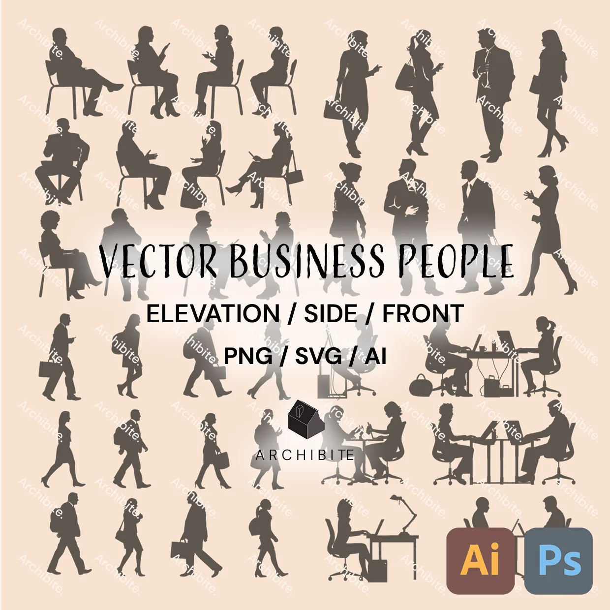 Vector Silhouette Business People - archibite.com, image size:1240x1240