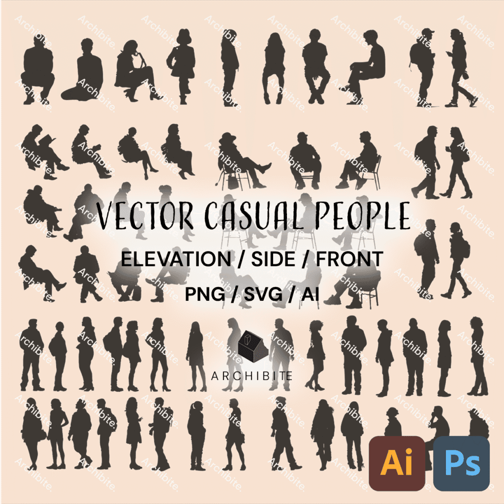 Vector Silhouette Casual People