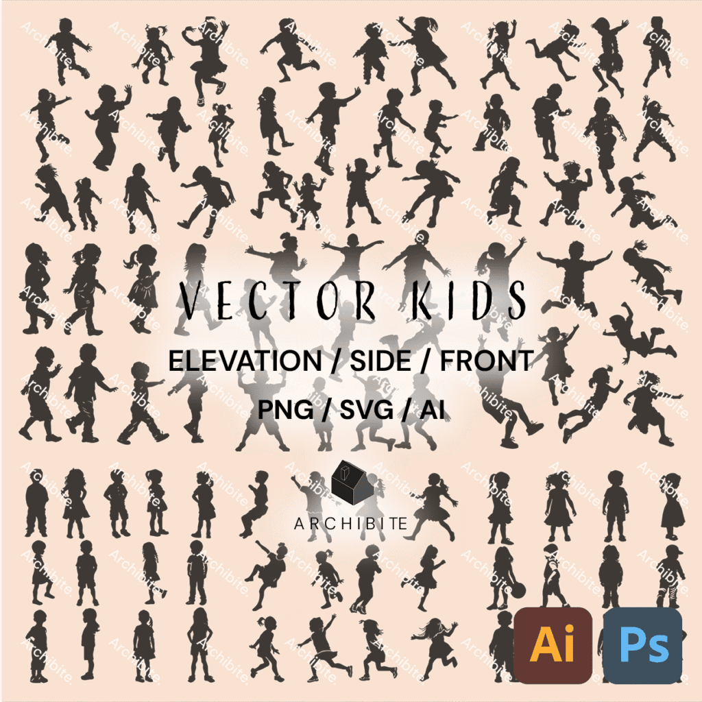 Vector Silhouette Kids