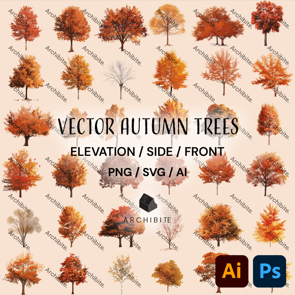 Vector Autumn Trees Elevation