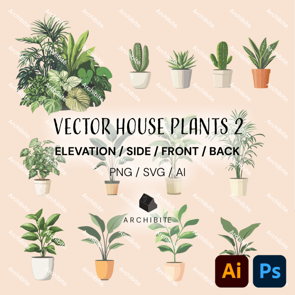 Vector House Plants Elevation 2