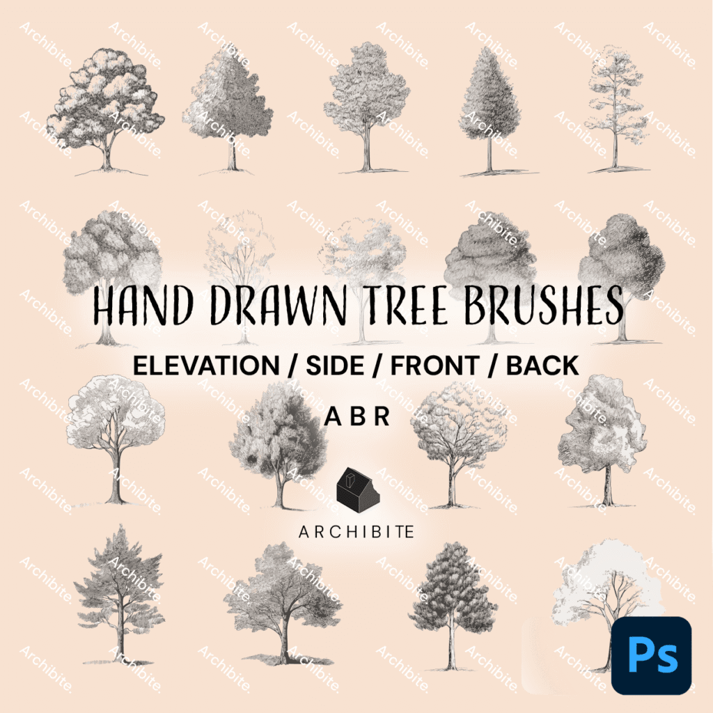 Photoshop Brushes Hand Drawn Trees Elevation