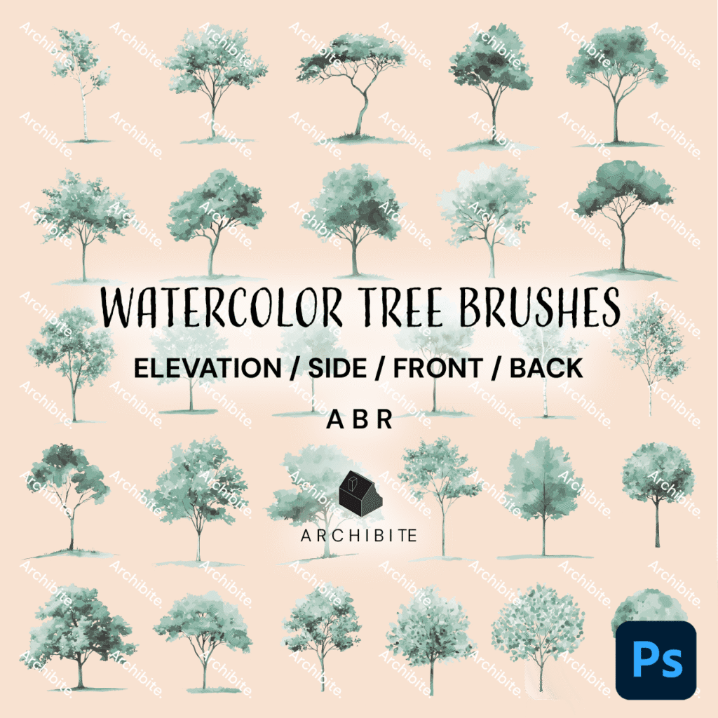 Photoshop Brushes Watercolor Trees Elevation