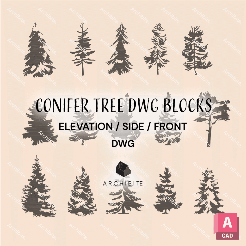 DWG Conifer Trees Elevation